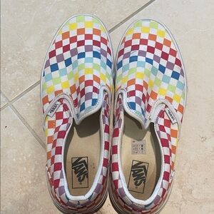 Vans Kids Colorful Checkered Slip-On Sneakers